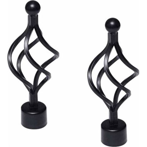 2 pièces embouts de tringle à rideaux en métal - Noirs - Extrémités décoratives vintage - Pour tringle à rideaux de 28 mm de diamètre - Pour décoration de fenêtre de maison (cage torsadée) (1/4)