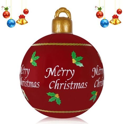 Boule de Noël gonflable géante de 60 cm pour intérieur et extérieur - Décoration de Noël en PVC pour décoration d'intérieur, cour, pelouse, jardin (1/4)