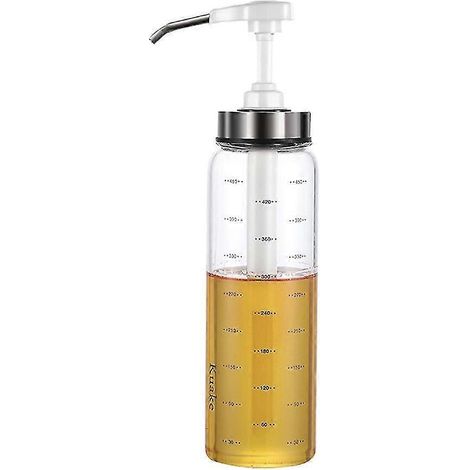 Soßen- und Sirupspenderflasche aus Glas, Olivenölspender mit Weithals-Presspumpe, Küchenausstattung-500ml-White