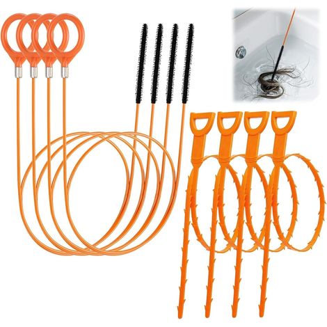 Abflussreinigungsbürste, Waschbecken-Reinigungshaken, flexibles WC- und Waschbecken-Entstopfungswerkzeug, flexible Stäbe mit Mikrohaken für Waschbecken, Duschen, Badewannen und Abflüsse, 8-teiliges Ab
