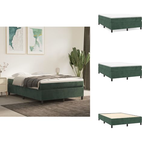 Cadre de lit sans matelas vert foncé 140x200 cm velours - Cadre De Lit - Lit Double - Lit Velours - Lit Vert - Literie (1/5)
