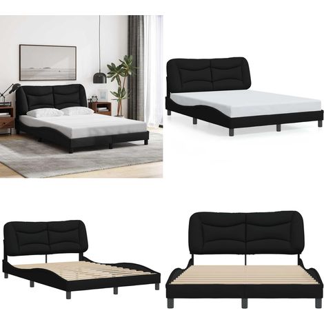 Bettgestell ohne Matratze Schwarz 140x190 cm Stoff - Bettsofa - Boxspringbetten - Doppelbett - Einzelbett - Lattenrost - Home & Living (1/5)