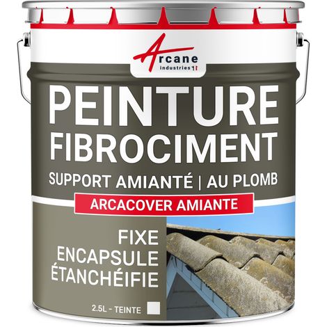 Arcane Industries – Peinture toiture fibrociment amianté – Encapsulage amiante et plomb – Protection étanche – 2.5 L blanc – Résine élastomère