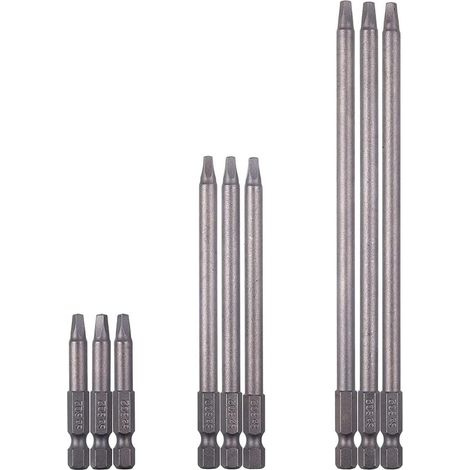 9pcs 1/4" Hex Shank Magnetic Square Head Screwdriver Bits Set SQ2 50/100/150mm (1/5)
