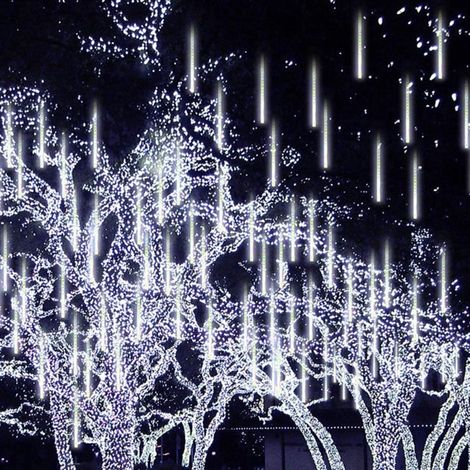 Guirlande Météore - 8 Tubes 30 cm - 192 LED - Effet Pluie de Neige - Étanche IP65 - Pour Décoration Intérieure Extérieure - 1 Pièce (1/5)