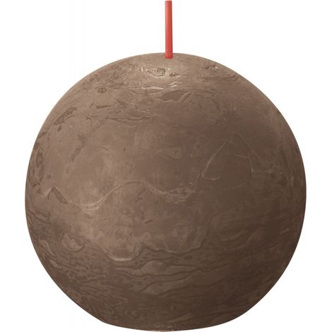Bolsius Rustik Kugelkerze wildleder braun, Durchmesser 7,6 cm Stumpen- und Kugelkerzen