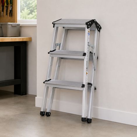STIER Aluminiumbock, mit einer Tragfähigkeit von 150kg, 75 cm breit, 80 cm hoch, Arbeitsbock, Unterstellbock, Montagebock, Klappbock, verzinkte Scharniere, Nylongurte zur Absicherung (1/5)