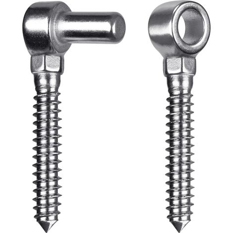 Charnière de Portail M16, 1 Set Quincaillerie à œillet et Goupille Crochet à Vis de Ferme Robuste en Métal pour Clôture en Bois/Portail de Jardin/Portail de Champ/Allée, 11cm (1/5)