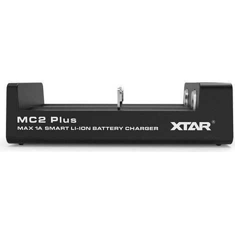 Xtar MC2 Plus Intellicharges CCCV - Caricabatterie agli ioni di litio (5 V, 1 A x 2 caricabatterie) per i formati da 14500 a 26650, colore nero (1/4)