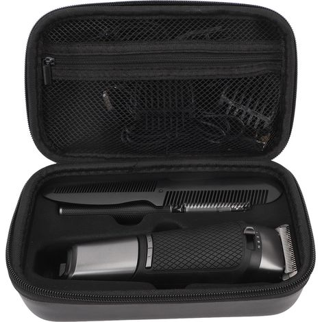 Kit de tondeuse à cheveux avec coupe-nez, écran LCD, 2 vitesses, chargement USB, étanche, professionnel, 4 sabots de guidage et pochette EVA. (1/5)