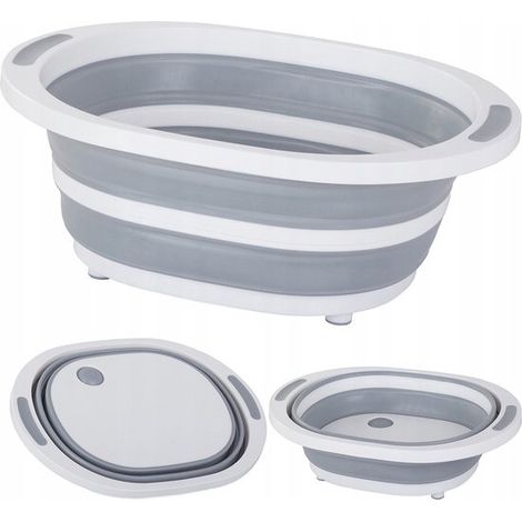 Évier pliable en silicone avec bouchon, utilisable comme planche à découper une fois plié, 5 litres. (1/5)