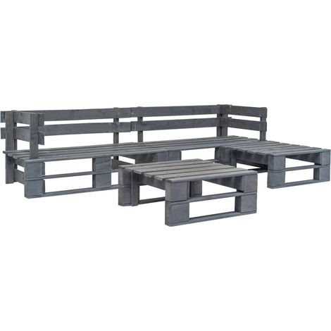 Salon de jardin palette 4 pcs Meuble de jardin Mobilier de jardin Bois Gris 26899 (1/3)