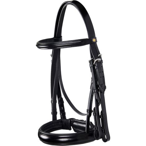 Briglia  Dressage in morbido cuoio con chiusura Pull-back: FULL, Nero