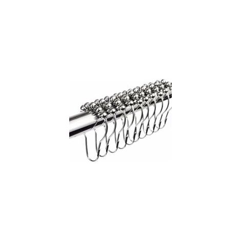 Lot de 12 anneaux de rideau de douche en acier inoxydable chromé, argent – (1/4)