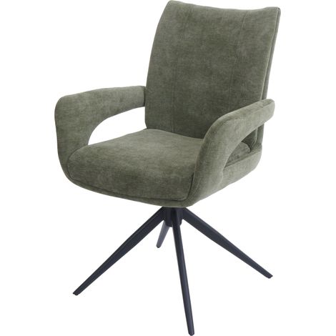 [NEUWERTIG] Esszimmerstuhl HHG-273, Küchenstuhl Stuhl, drehbar Auto-Return, Stoff/Textil Chenille (310g/m²) Öko-Tex grün