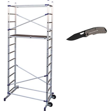 Gerüst für den Hausgebrauch - Max. Arbeitshöhe 4.36m + Taschenmesser - PN/CLI-COUTEAU