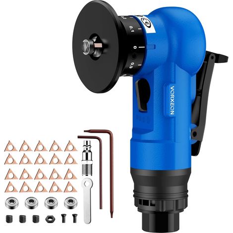 Outil de chanfreinage pneumatique, mini machine à chanfreiner à air, gamme de chanfreinage 0,1–1,5 mm, 30 000 tr/min, angle d'arc à 45° avec entrée d'air de 6,35 mm avec lames d'angle C (1/5)