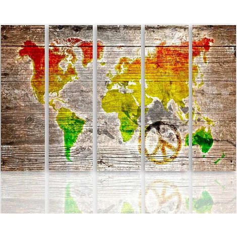 Tableau carte du monde couleur pacifiste - 150 x 100 cm (1/5)