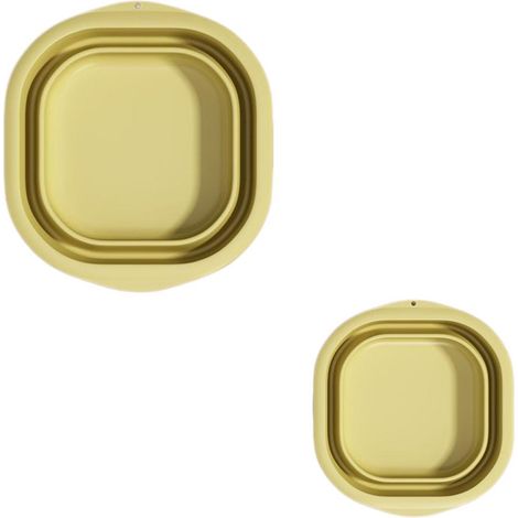 Lot de deux bassines pliables pour le linge, en PP+TPE, pour les voyages, le lavage du linge et les bains de pieds (jaune). (1/5)