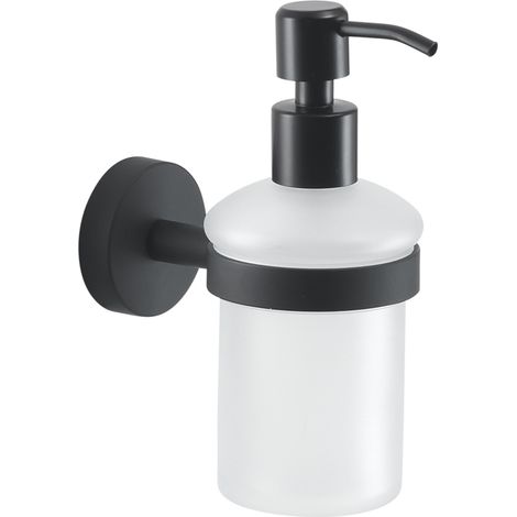Dosa sapone da parete in acciaio inox e vetro modello eros dim. cm (lxpxh): 6,8x12x15,9 - nero opaco GEDY