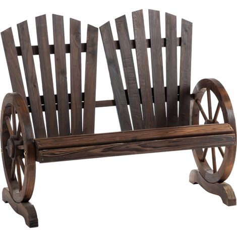 Banco de jardín con reposabrazos de madera marrón oscuro 108 x 66 x 95 cm (1/5)