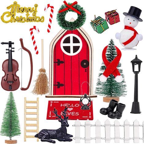 Kits complets de portes elfiques, accessoires de portes elfiques miniatures, accessoires pour enfants, portes elfiques en séquoia, portes de boîte aux lettres, couronnes d'arbre de Noël (1/5)