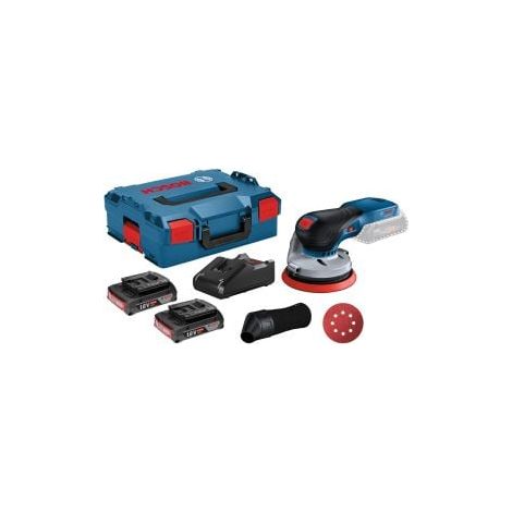 Bosch levigatrice eccentrica a batteria GEX 18V-125 / 2x 2,0 Ah batteria + caricatore in L-Boxx
