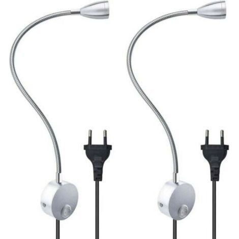 Flexible 3W Wall Reading Lamp With European Plug And Switch, Wall Lights For Reading, Books, Bed Headboard, Bedroom (2 Units, Warm Light), TRIMEC (1/5)