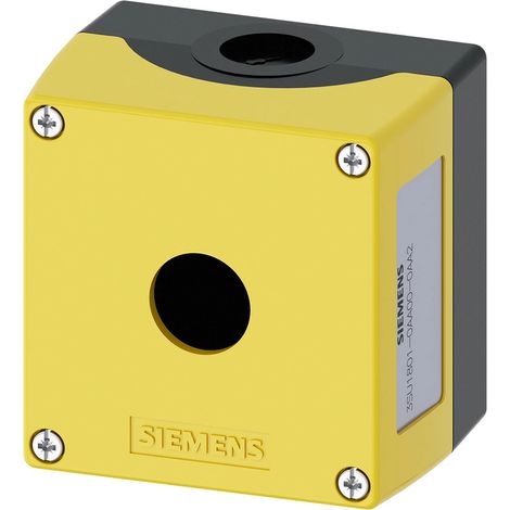 Siemens Caja para aparatos de mando, 22mm, redondo, Plástico, amarillo, 1 punto de mando, 3SU18010AA000AA2