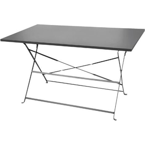 Table de jardin - JUANIO - Pliante 110x70x73 cm - Métal gris anthracite - Rectangulaire - Pliable (1/3)