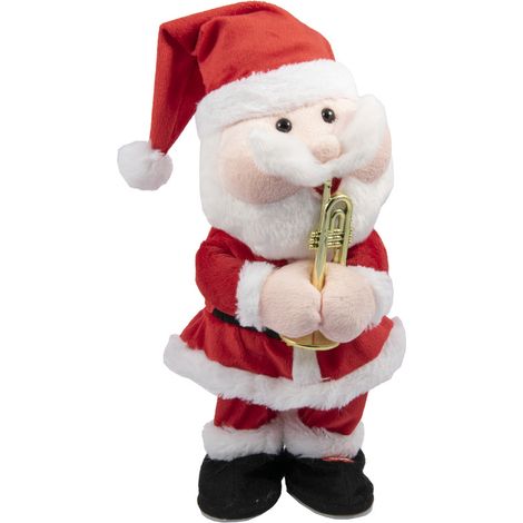 Babbo natale che suona la tromba si muove con vestito tessuto rosso h35 regalo natalizio albero di natale (1/2)