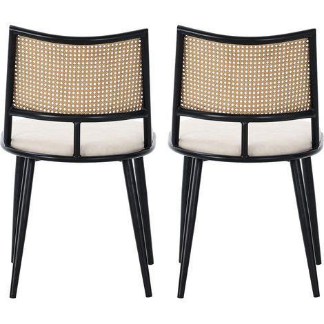 Lot de 4 chaises de salle à manger, en rotin, noir (1/5)
