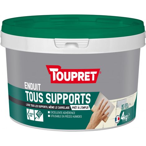 Toupret – Enduit de rebouchage intérieur/extérieur 4kg – Pâte prête à l'emploi – Excellente adhérence – Égalise et lisse jusqu'à 4mm