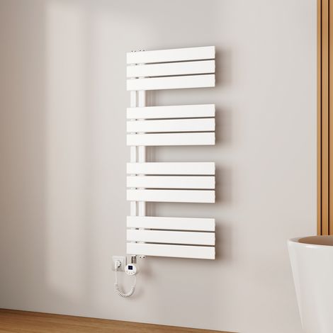 EMKE Sèche-Serviettes Électrique à Thermostat, Minuterie et Puissance Réglable, Blanc 600W 1041x500 mm (1/5)
