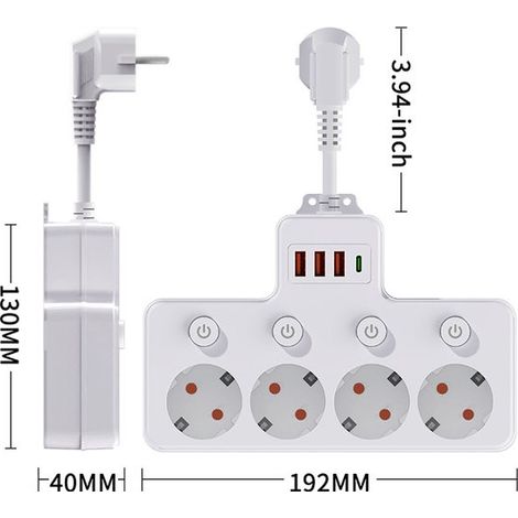 Enchufe de transferencia de 1 a 4，regleta con múltiples puertos USB tipo C，toma de corriente multiusos，con USB，1 pieza，estilo 2 (1/5)