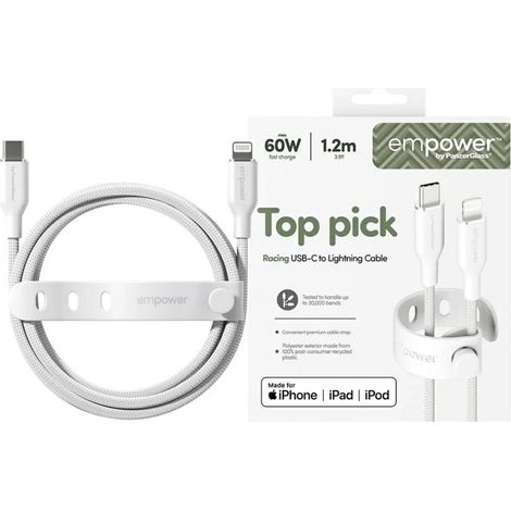 Câble USB-C vers Lightning Empower by PanzerGlass Racing 60 W, 1,2 m, argent-blanc (1/5)
