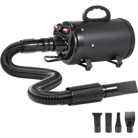 Mophorn 2000 W Hundeföhn, 2,7 PS Haustier-Felltrockner mit einstellbarer Geschwindigkeit und Temperatur, 4 Düsen und ausziehbarem Schlauch, schwarz