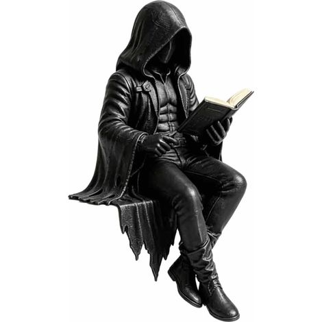 Figurine gothique sombre et fantastique résistante à l'usure pour Halloween, livre de lecture, décoration légère pour les amateurs de livres, les collectionneurs (lecteur masqué petit) (1/5)