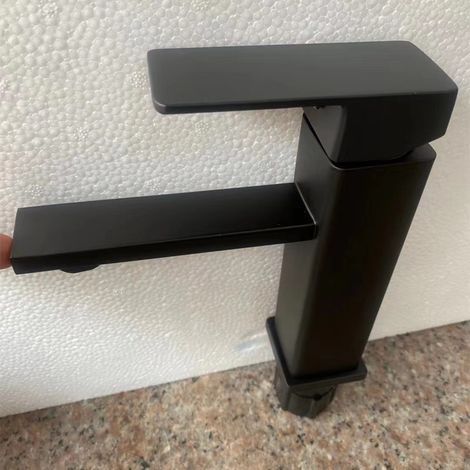 Black 304 Stainless Steel Hot and Cold Water Faucet for Home Bathroom Vanity/Sink - Low-profile Black 304 Stainless Steel