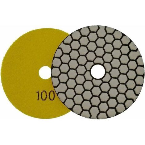 Disque Diamant Polissage - 100 mm - Pour Marbre Granite Pierre Béton - À Sec - Grains 100 - Lot De 7 Pièces (1/5)