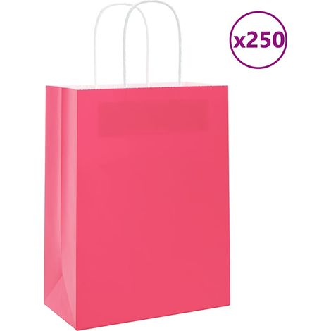 Papiertragetaschen 250 Stk. mit Henkeln Rosa 21x11x28 cm vidaXL