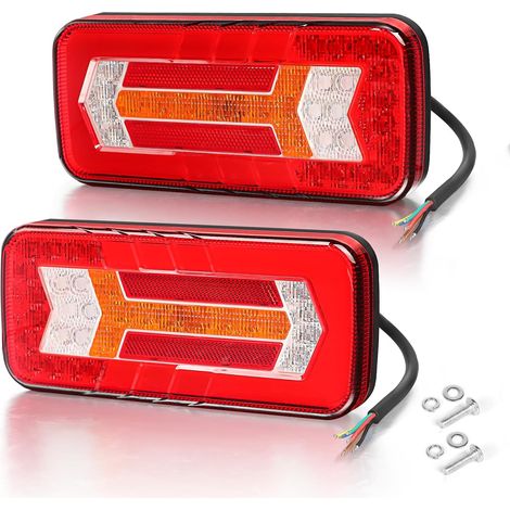 2 Pièces Feux Arrière De Remorque, IP67 12 V/24 V Lumineux étanche Clignotant Frein Marche Arrière Antibrouillard Lampe Réflecteur Pour Remorque, Camion, Caravane, Van, Tracteur (1/5)