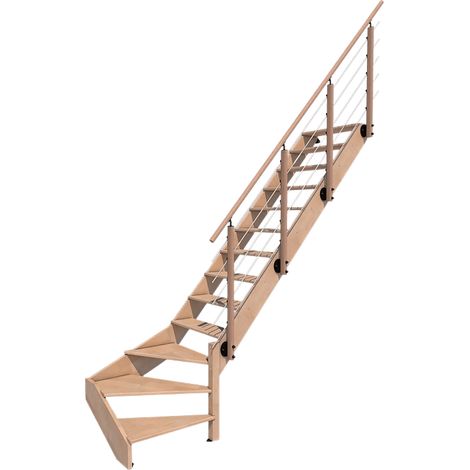 NOVESTA - Scala in legno diritta a un quarto di giro con balaustra