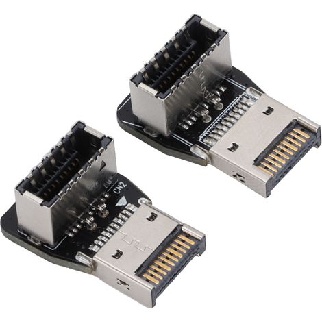 Lot de 2 adaptateurs USB 3.1 10 Gbit/s mâle vers femelle Type E en métal, adaptateur de données étendu Plug & Play (1/5)