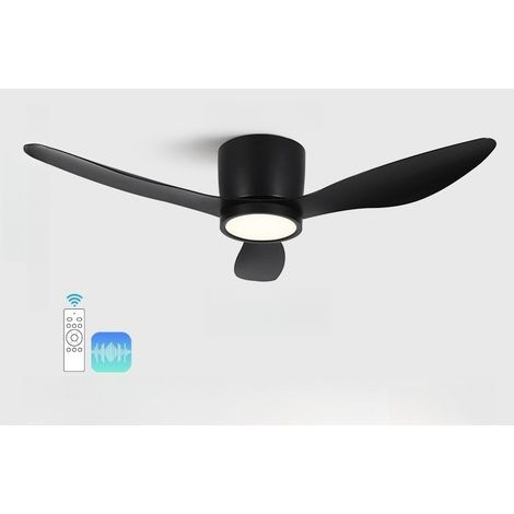 Ventilateur plafond moderne LED 106 cm, éclairage 3 couleurs, moteur DC réversible, 6 vitesses, télécommande(Noir) (1/2)
