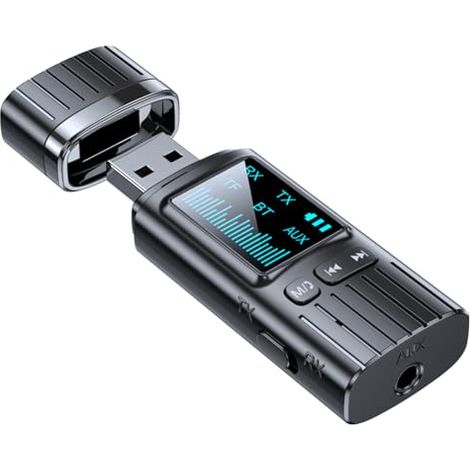 Émetteur-récepteur Bluetooth 5.4 USB compatible, mini adaptateur audio sans fil 2 en 1, adaptateur AUX Bluetooth 3,5 mm pour TV, PC, enceintes, système stéréo voiture/maison, alimentation USB