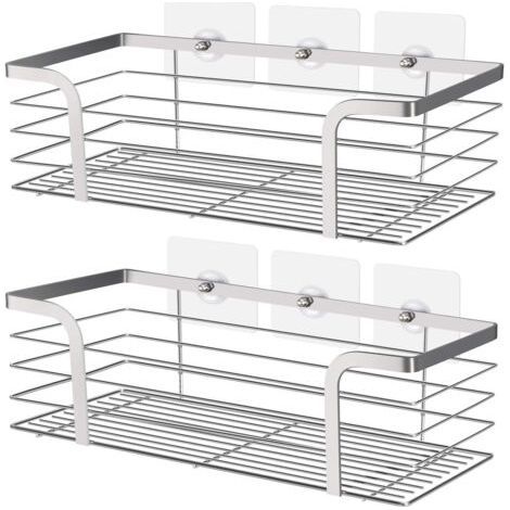 Etagere Douche, Panier de Douche,Salle de Bain Accessoire, Rangement Salle de Bains, Etagere Angle, Acier Inoxydable SUS 304, Lot de 2 (1/5)