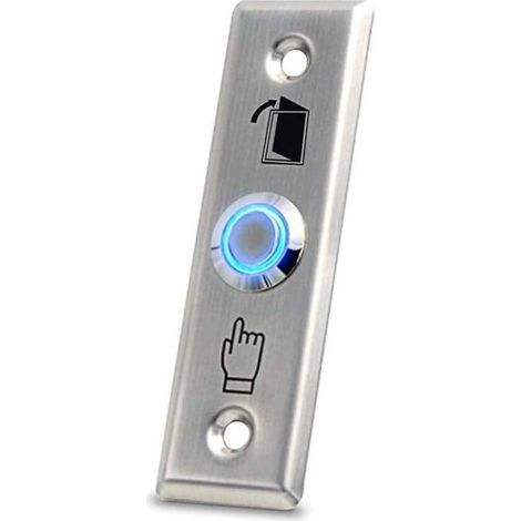 Bouton de sortie de porte en acier inoxydable avec éclairage LED pour système de verrouillage d'accès à domicile (30 x 90 mm) (1/4)