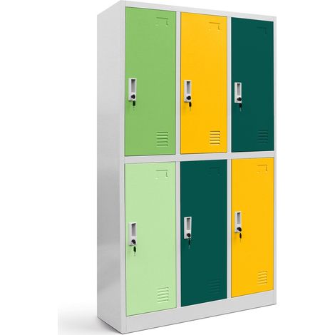Jan Nowak Spint 3B2AS Schließfachschrank Fächerschrank Wertfachschrank Umkleideschrank 6 Fächer Stahlblech Pulverbeschichtet 150cm x 90cm x 45cm, Farbe: bunt (1/4)