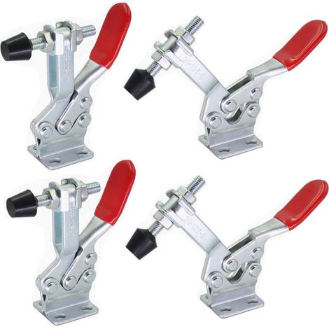 Morsetti a ginocchiera Ulisem GH-225-D, confezione da 4, capacità di carico 250 kg, resistenti, antiscivolo, regolabili, per lavorazione del legno e saldatura (225D) (1/5)